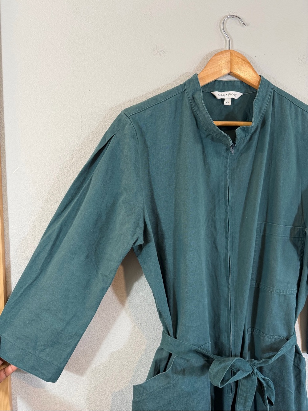 Dagg & Stacey Finch Boiler Jumpsuit Size 12 Green Belted Gorpcore Utility Casual - Picture 5 of 12